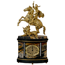 Часы «Георгий Победоносец» (яшма) большие, на овальном подчаснике
