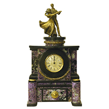 Часы «Ретро» с бронзовой скульптурой (чароит)